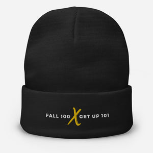 Fall 100 TIMES GET UP 101 Embroidered Beanie